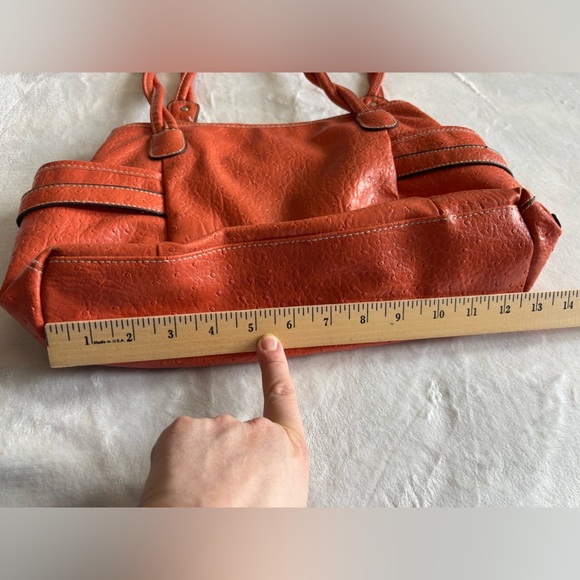 Vintage Tote Handbag Elegant Orange Women's Leather RN#108833 - Picture 6 of 16